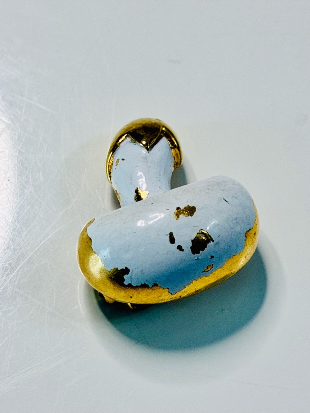 VTG White and Gold Mushroom Brooch Retro Tiny - Picture 4 of 13